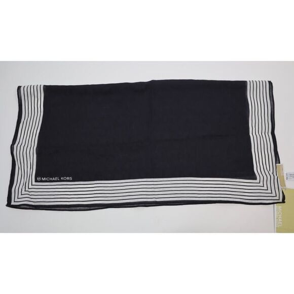 Michael Kors Black and White MK Logo Square Scarf - Picture 4 of 8